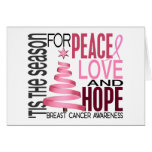 Peace Love Hope Christmas Holiday Breast Cancer Greeting Card