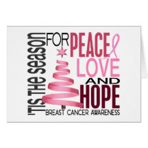 Peace Love Hope Christmas Holiday Breast Cancer Greeting Card