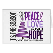 Peace Love Hope Christmas Holiday Cystic Fibrosis Greeting Card