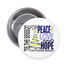 Peace Love Hope Christmas Holiday Down Syndrome Pinback Buttons