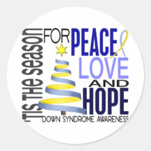 Peace Love Hope Christmas Holiday Down Syndrome Stickers