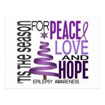 Peace Love Hope Christmas Holiday Epilepsy Postcards