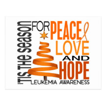 Peace Love Hope Christmas Holiday Leukaemia Postcard