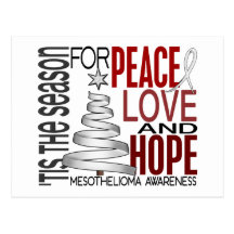 Peace Love Hope Christmas Holiday Mesothelioma Post Card