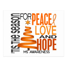Peace Love Hope Christmas Holiday MS Postcard