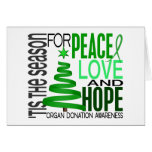 Peace Love Hope Christmas Holiday Organ Donation Greeting Card