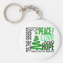 Peace Love Hope Christmas Holiday Organ Donation Keychains
