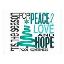 Peace Love Hope Christmas Holiday PCOS Post Card