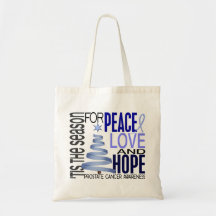 Peace Love Hope Christmas Holiday Prostate Cancer Tote Bag