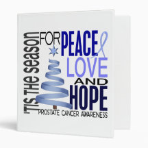 Peace Love Hope Christmas Holiday Prostate Cancer Vinyl Binders