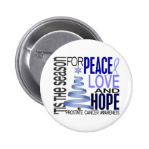 Peace Love Hope Christmas Holiday Prostate Cancer Buttons
