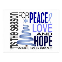 Peace Love Hope Christmas Holiday Prostate Cancer Postcards