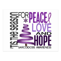 Peace Love Hope Christmas Holiday Sarcoidosis Post Cards