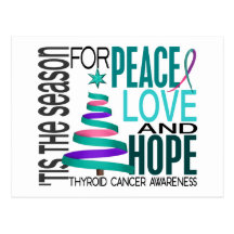 Peace Love Hope Christmas Holiday Thyroid Cancer Postcard