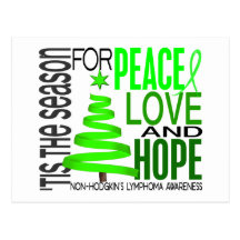 Peace Love Hope Christmas Non-Hodgkin's Lymphoma Post Card