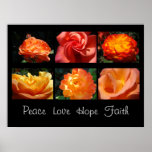 Peace Love Hope Faith art print Roses Flowers