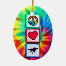 Peace, Love, Horse Racing Christmas Tree Ornament