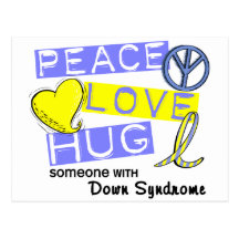 PEACE LOVE HUG Someone With Down Syndrome T-Shirts Post Card