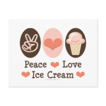 Peace Love Ice Cream Postcard