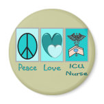 Peace Love ICU Nurse magnets