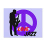 Peace love jazz postcards