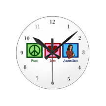 Peace Love Journalism Wall Clocks