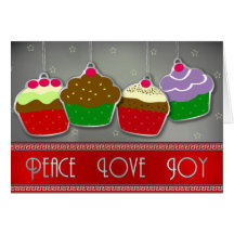 Peace Love Joy Cupcakes Ornament Greeting Card