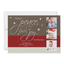 Peace Love Joy Holiday Card (red) Personalized Invites