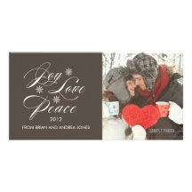 PEACE LOVE JOY HOLIDAY PHOTO CARD BROWN