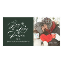 PEACE LOVE JOY HOLIDAY PHOTO CARD GREEN