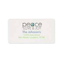 Peace Love & Joy Personalized Address Label