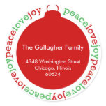 Peace love joy red custom Christmas address label