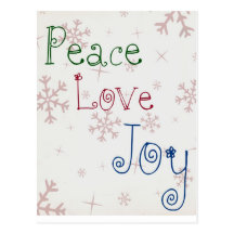 Peace, Love, Joy Snowflakes Postcard