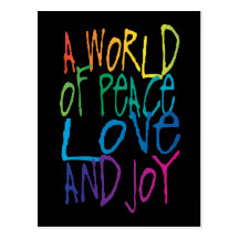 Peace, Love, Joy Words Postcard