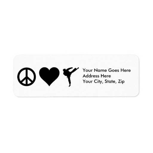 Peace Love Karate Return Address Labels