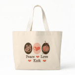 Peace Love Knit Knitting Tote Bag