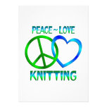 Peace Love Knitting Personalized Invitation