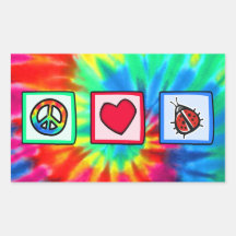 Peace, Love, Ladybugs Rectangle Sticker