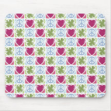 Peace Love Lucky Shamrock Pattern Mousepads