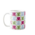 Peace Love Lucky Shamrock Pattern Mug