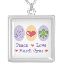 Peace Love Mardi Gras Necklace necklaces