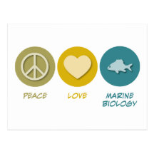 Peace Love Marine Biology Post Cards