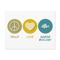 Peace Love Marine Biology Post Cards