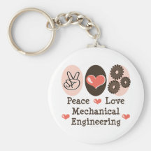 Peace Love Mechanical Engineering Keychain