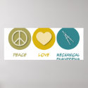 Peace Love Mechanical Engineering posters