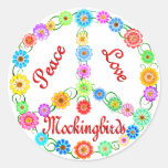 Peace Love Mockingbirds Round Stickers
