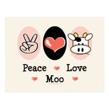 Peace Love Moo Cow Postcard