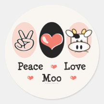 Peace Love Moo Cow Stickers