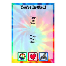 Peace, Love, Motocross Personalized Invite
