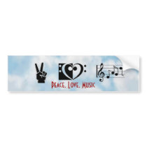 Peace, Love, Music Bumper Sticker